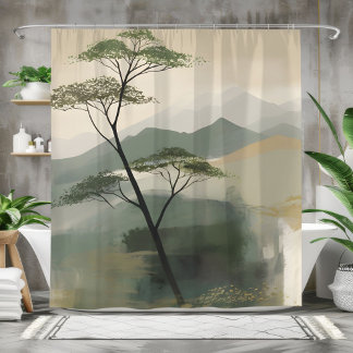 Rideaux De Douche Papier d'art mural Japandi Mystic Peaks