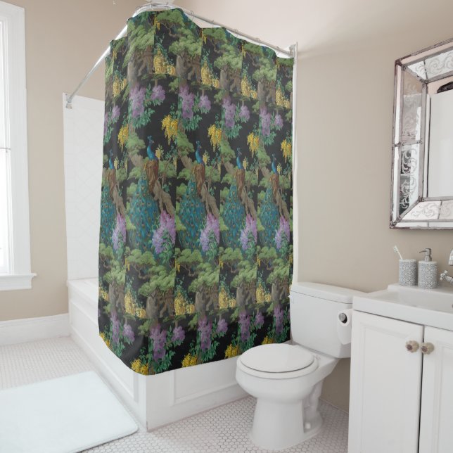 Rideaux De Douche Papier peint Vintage 1910 Le Cèdre (En situation)