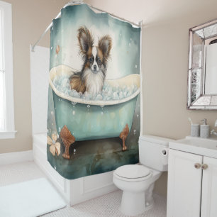 Rideaux De Douche Papillon Dans La Baignoire Aquarelle Chien Art Dou
