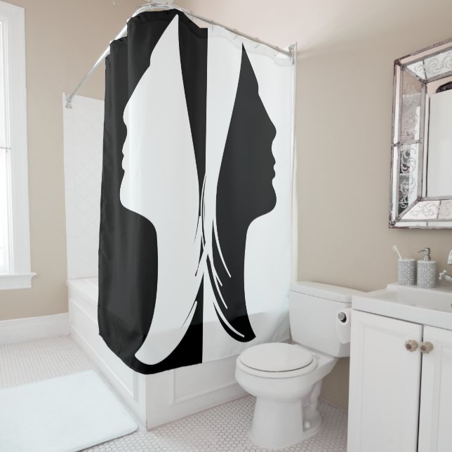 Rideaux De Douche Papillon des visages femelles (En situation)