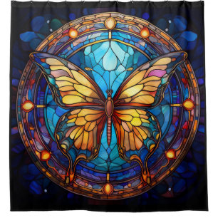 Rideaux De Douche Papillon en Verre Coloré