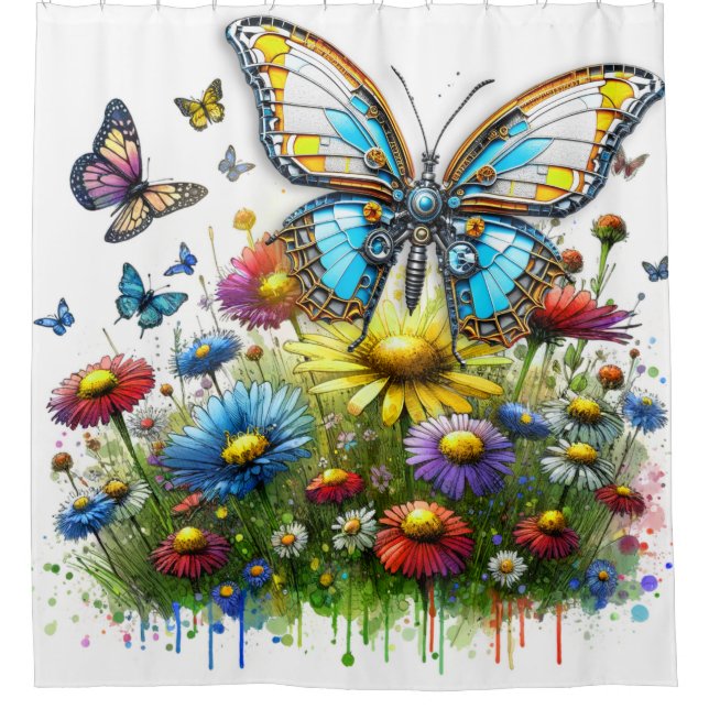 Rideaux De Douche Papillon et Fleur sauvage (Devant)