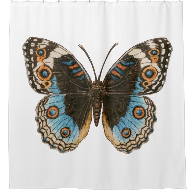 Rideaux De Douche Papillon Pansy Bleu (Devant)
