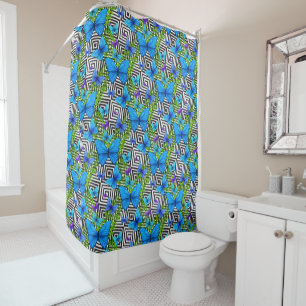 Rideaux De Douche Papillons Bleus 