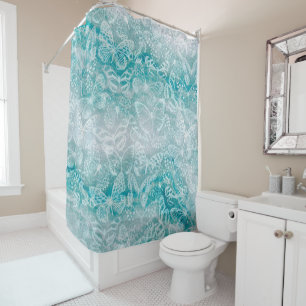Rideaux De Douche Papillons en marbre vert de mer