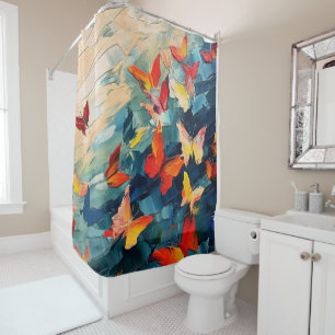 Rideaux De Douche Papillons en Mouvement – Vol Abstrait Expressif
