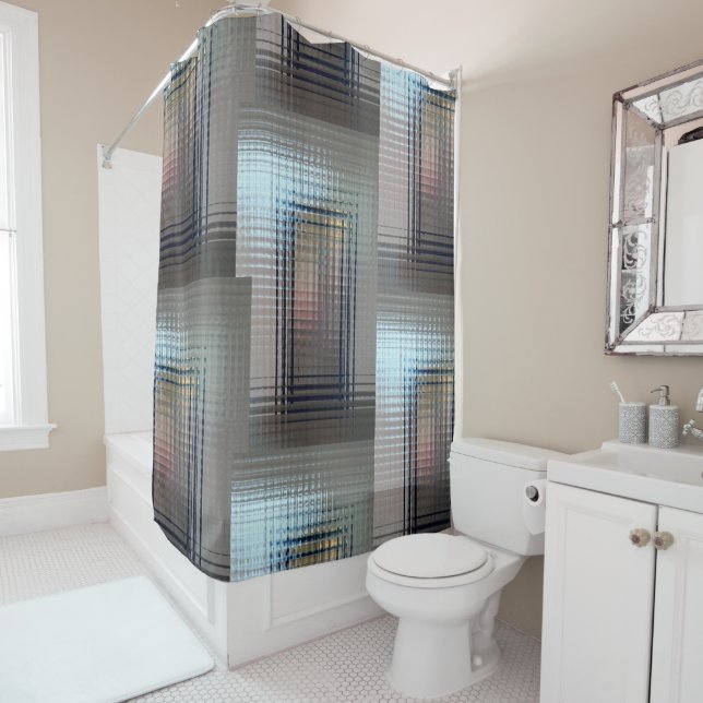 Rideaux De Douche Par les portes en verre (En situation)