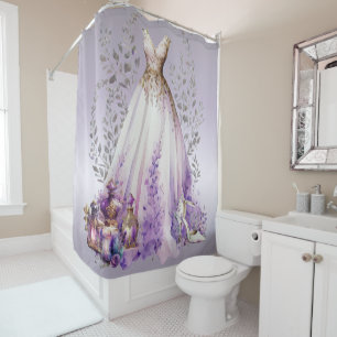 Rideaux De Douche Parfum et lavande   Beau Fleur sauvage violet