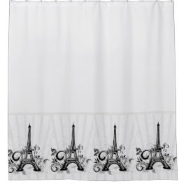 Rideaux De Douche Paris Blanc Noir Élégant