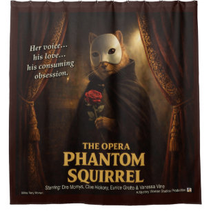 Rideaux De Douche Parodie de l'Opéra Fantôme Écureuil
