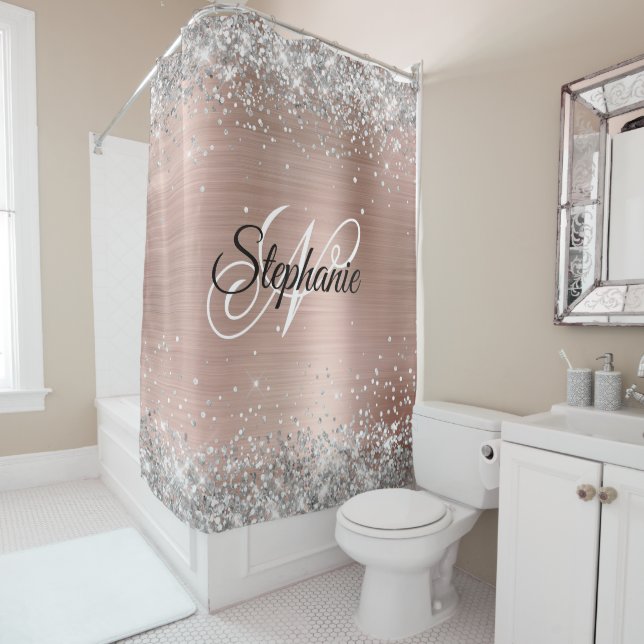 Rideaux De Douche Parties scintillant argent Rose or huile Fancy Mon (En situation)