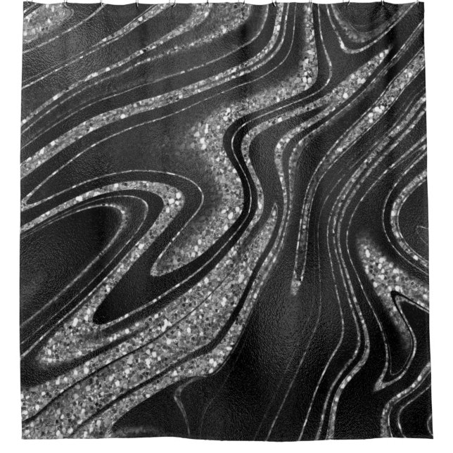 Rideaux De Douche Parties scintillant argentée Shimmer noir (Devant)