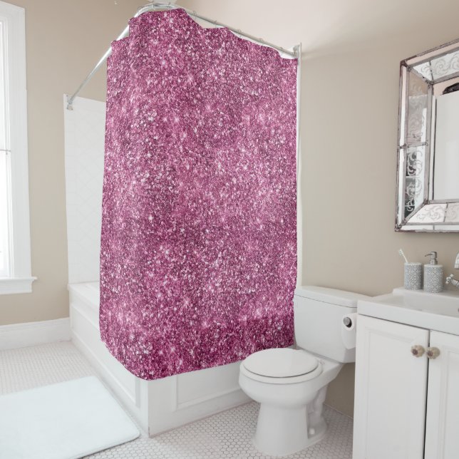Rideaux De Douche Parties scintillant Bokeh rose (En situation)