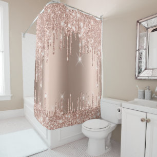 Rideaux De Douche Parties scintillant brillante gouttes rose Rose Go