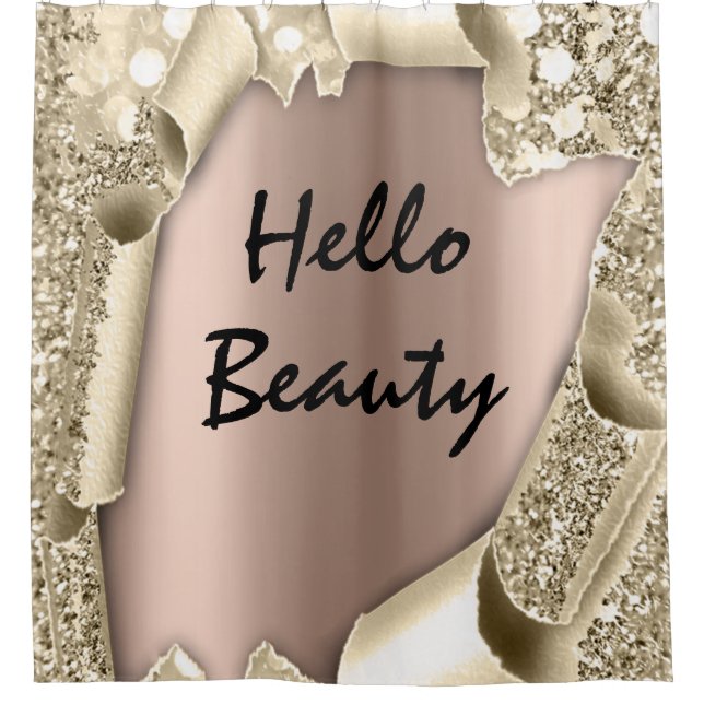 Rideaux De Douche Parties scintillant brillante Rose 3D Gold HELLO G (Devant)