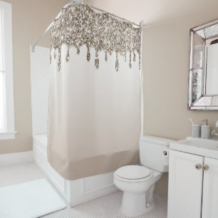Rideaux De Douche Parties scintillant Champagne Gold Drift Glam Rose