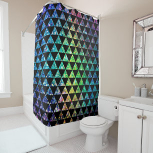 Rideaux De Douche Parties scintillant colorée Texture et triangles n