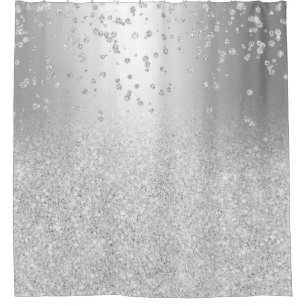 Rideaux De Douche Parties scintillant d'argent ombre métallique scin