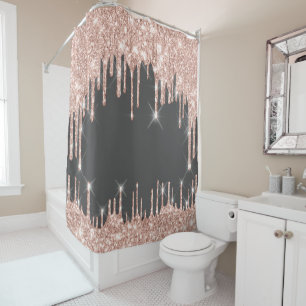 Rideaux De Douche Parties scintillant de coeur gouttes rose rose Hol