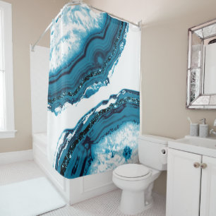 Rideaux De Douche Parties scintillant de l'agent bleu Glam #1