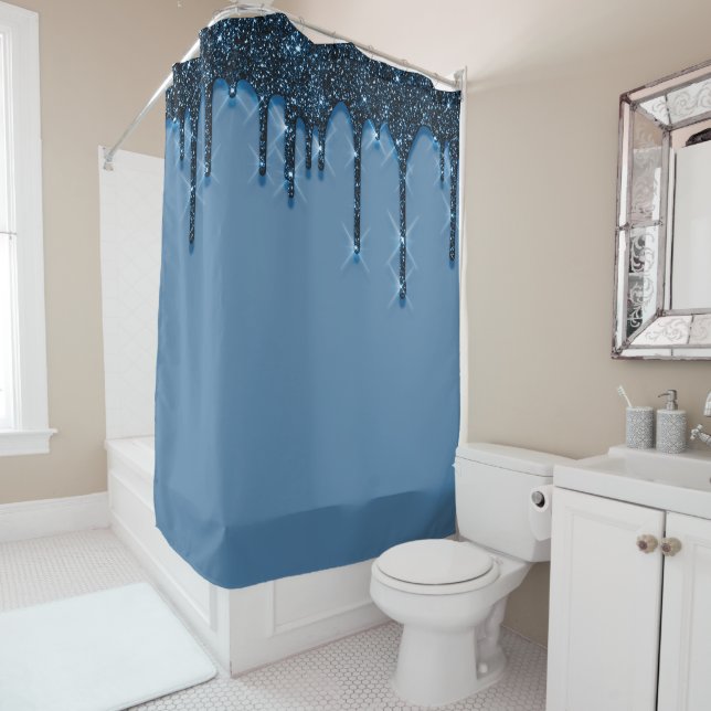 Rideaux De Douche Parties scintillant d'étincelle 3d, effet Blue NAV (En situation)
