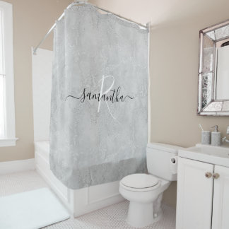 Rideaux De Douche Parties scintillant d'étincelle en argent Marbre N