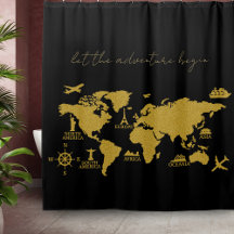 Parties scintillant d'or Carte du monde sur Black