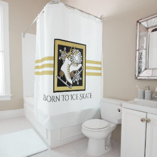 Rideaux De Douche Parties scintillant d'or personnalisée Patinage su