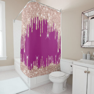 Rideaux De Douche Parties scintillant étincelante gouttes rose rose 