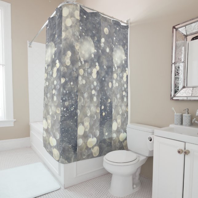 Rideaux De Douche Parties scintillant étincelle en argent glam glam  (En situation)