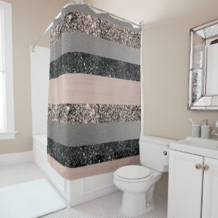 Rideaux De Douche Parties scintillant floue Glam Stripes #1