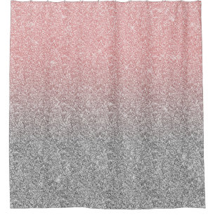 Rideaux De Douche Parties scintillant Girl Rose Gold & Silver Ombre