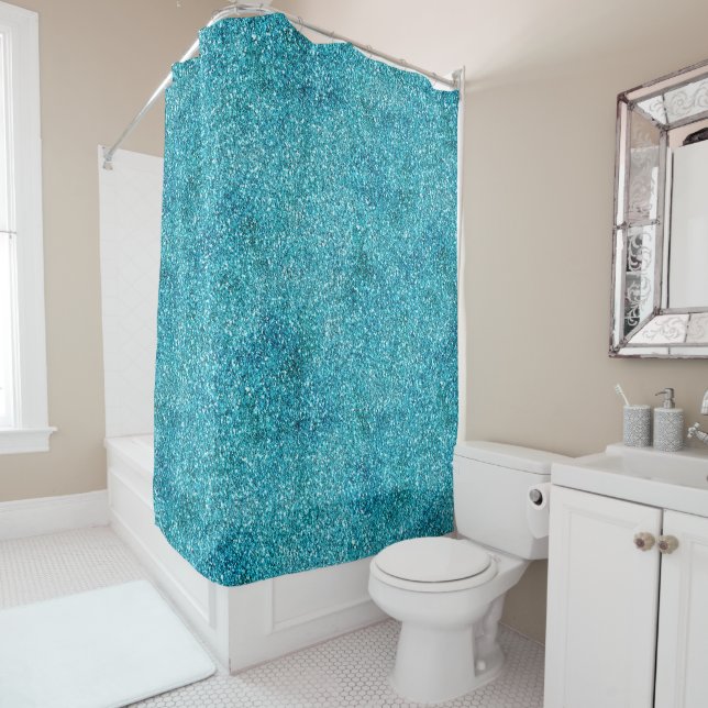 Rideaux De Douche Parties scintillant Mermaid Aqua Glitz (En situation)