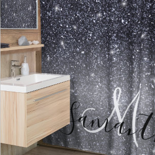 Rideaux De Douche Parties scintillant noire moderne étincelles Nom p