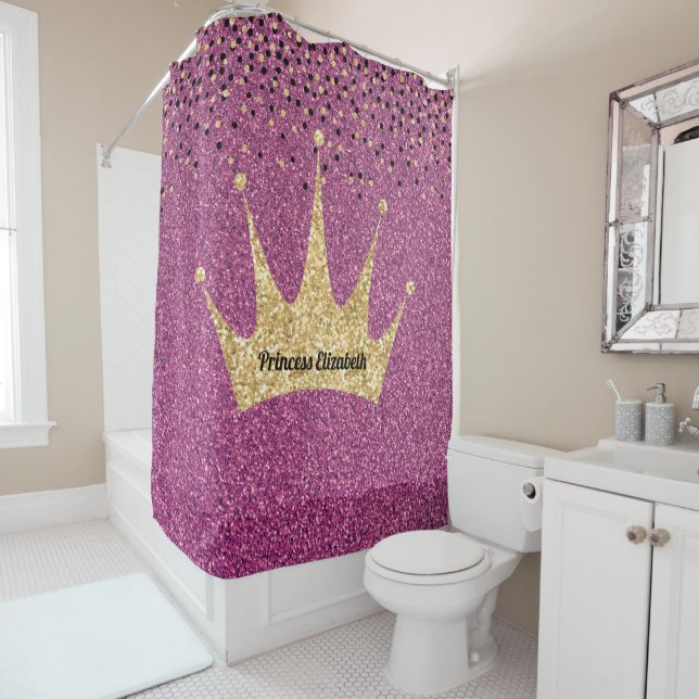 Rideaux De Douche Parties scintillant princière princière violette (En situation)
