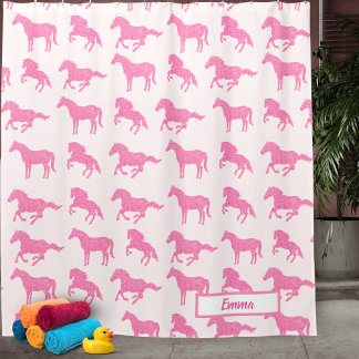 Rideaux De Douche Parties scintillant rose Cheval Motif Petite fille