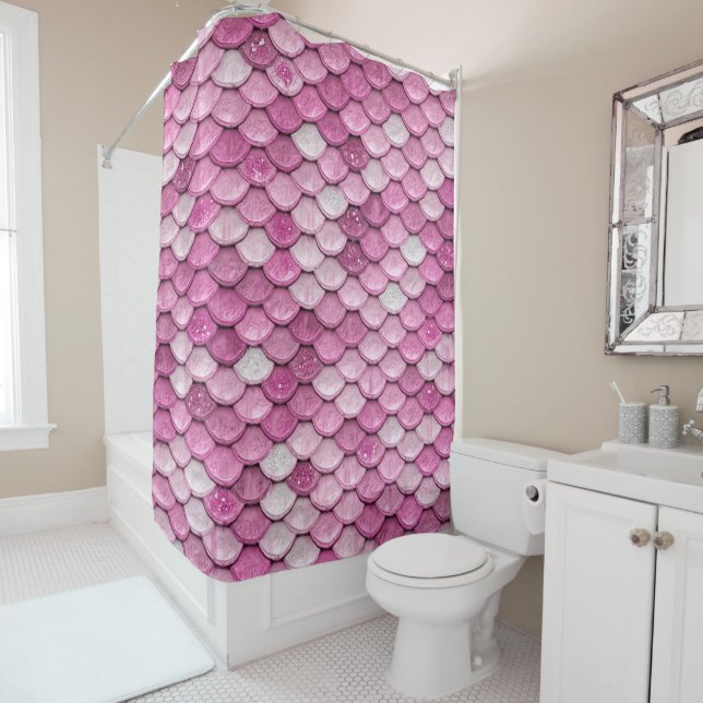 Rideaux De Douche Parties scintillant rose Iridescente Éclairage de  (En situation)