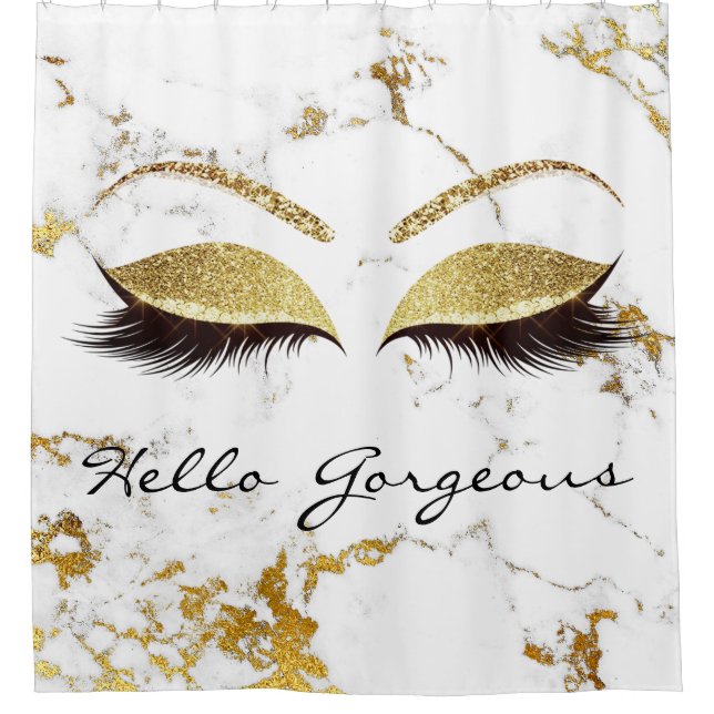 Rideaux De Douche Parties scintillant Sparkly Hello Gorgeous Marble  (Devant)
