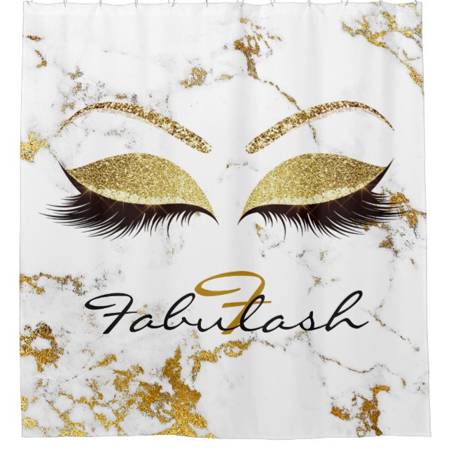 Rideaux De Douche Parties scintillant Sparkly Monogramme Nom Marbre  (Devant)