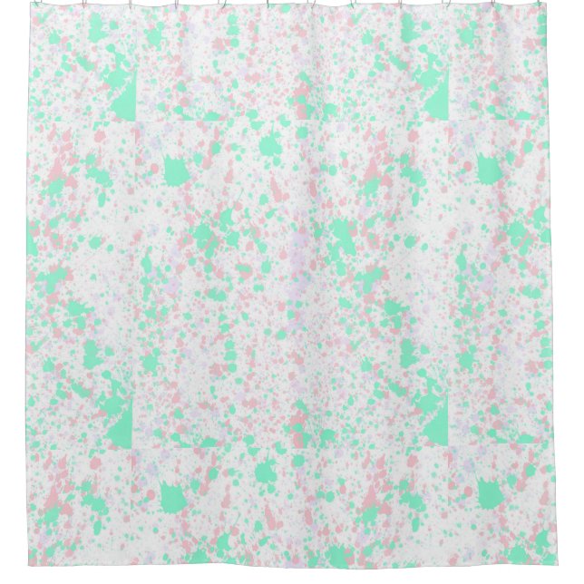 Rideaux De Douche Pastel Aqua, Plat de peinture violet et blanc (Devant)