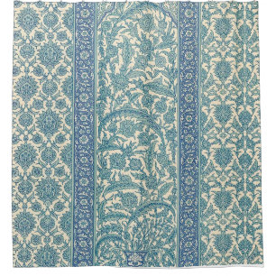 Rideaux De Douche Pastel Bleu Vintage Arabe Rug Motif botanique