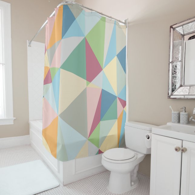 Rideaux De Douche Pastel Colorful Moderne Abstrait Motif géométrique (En situation)