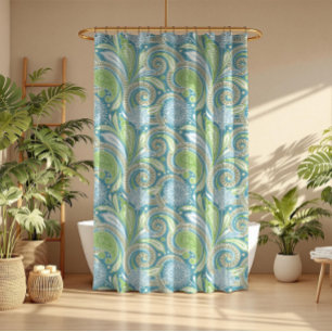 Rideaux De Douche Pastel couleurs vintage floral paisley motif