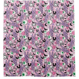 Rideaux De Douche Pastel Goth Rockabilly Éffrayant Bunny