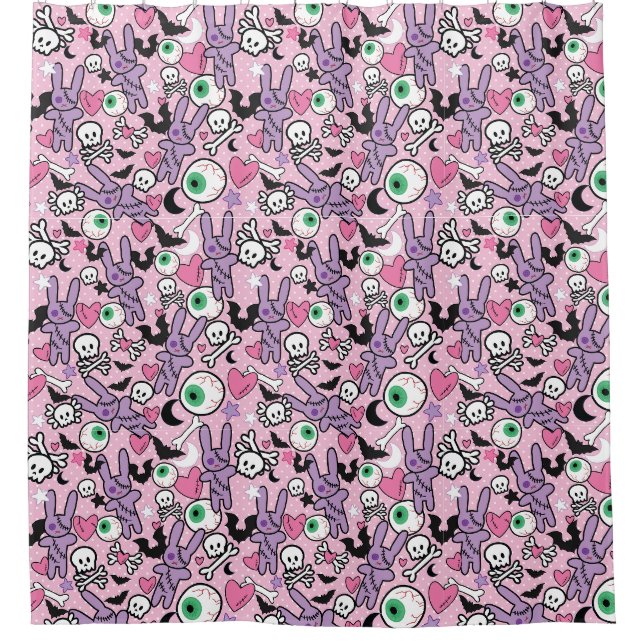 Rideaux De Douche Pastel Goth Rockabilly Éffrayant Bunny (Devant)