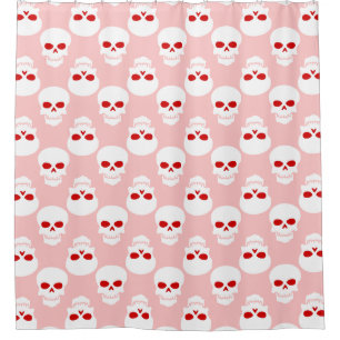 Rideaux De Douche pastel goth rose rouge halloween squelette