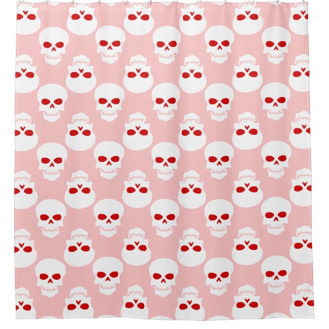 Rideaux De Douche pastel goth rose rouge halloween squelette (Devant)