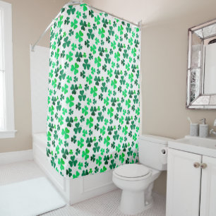 Rideaux De Douche Pastel Green Shamrock feuille de trèfle sur blanc 