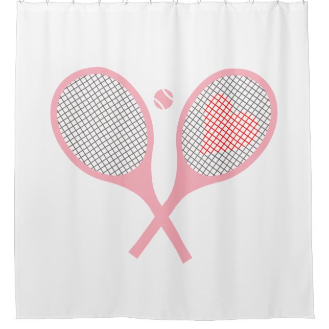 Rideaux De Douche Pastel Heart Tennis Lecteur Racquettes Ball Design (Devant)
