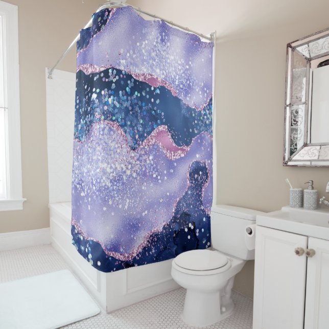 Rideaux De Douche *~* Pastel LAVENDER Agate Holo PARTIES SCINTILLANT (En situation)
